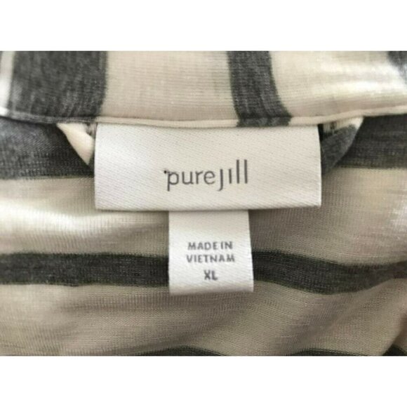 PURE JILL J.Jill Open Front Cardigan Tencel Size XL Getaway Jacket Gray Stripe - Picture 7 of 8